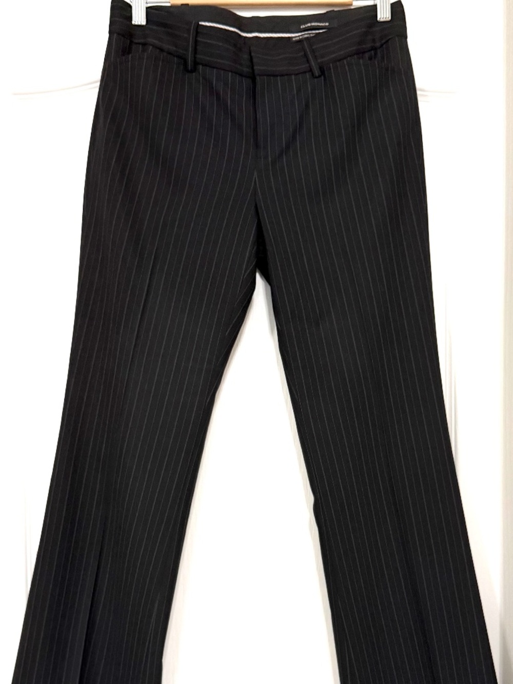 Club Monaco Black Pinstripe Bootcut Dress Pants Wool Blend 4
